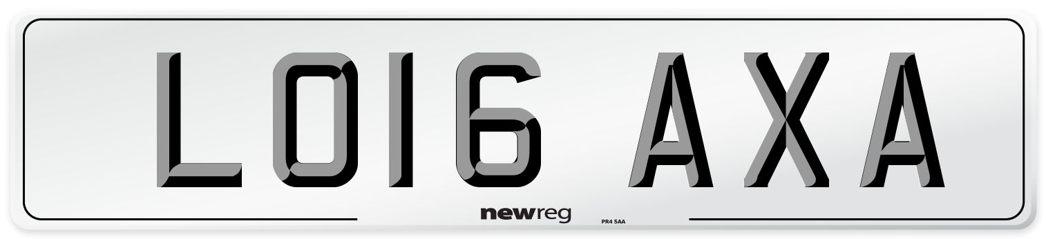 LO16 AXA Number Plate from New Reg